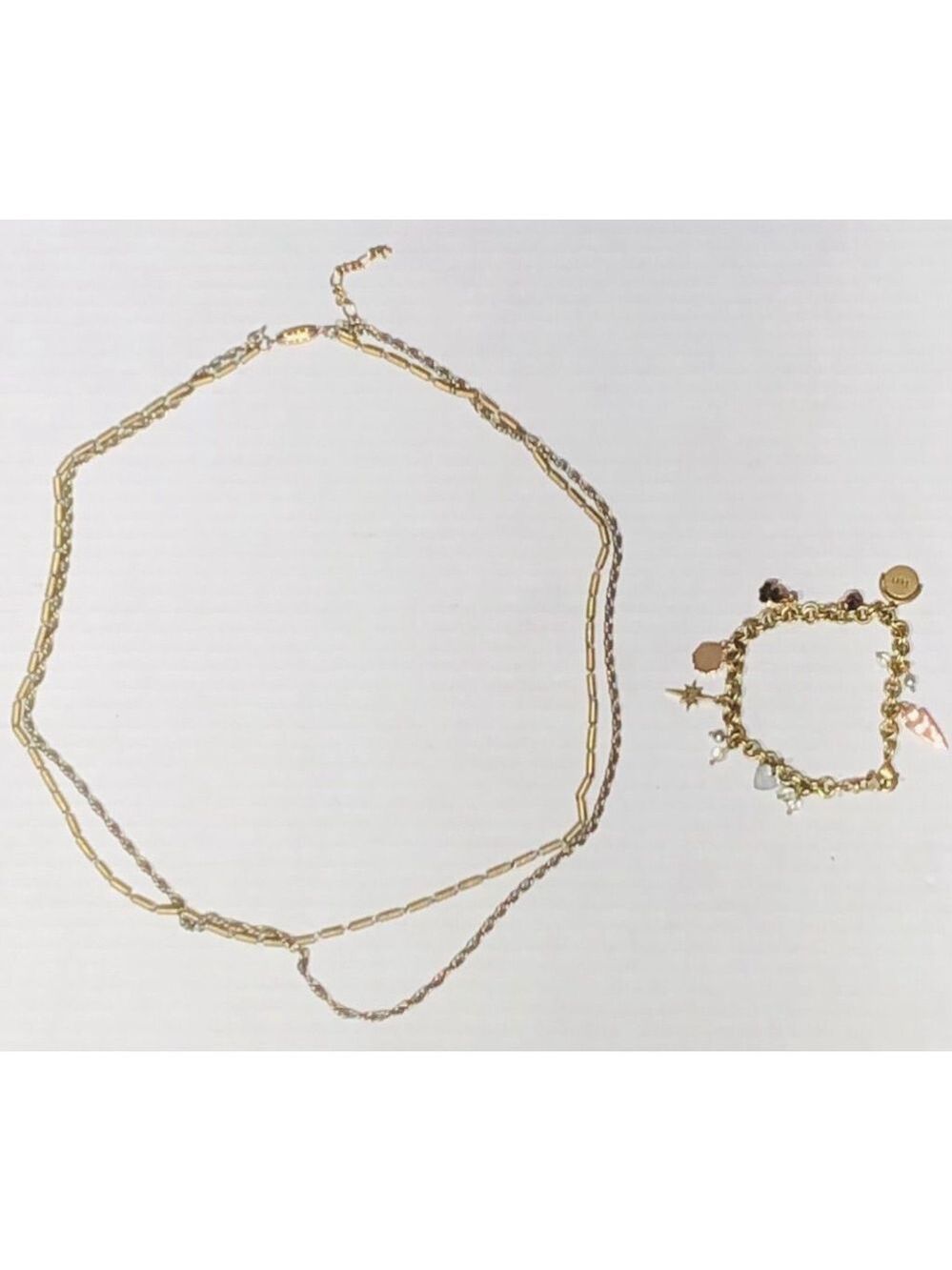 Vintage Gold Tone Chain Necklace Bracelet Set